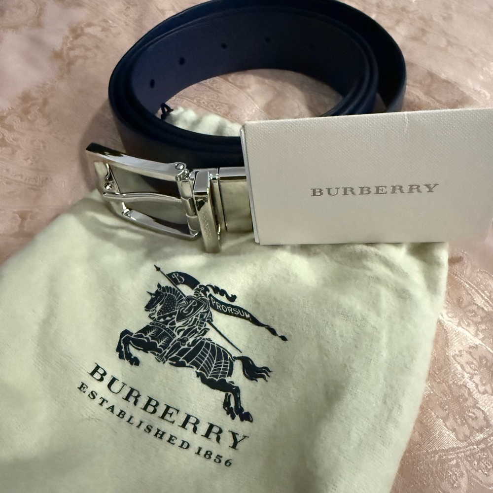 Burberry Blue and Brown Leather Shoulder Bag with Silver Hardware - Picture 13 of 13